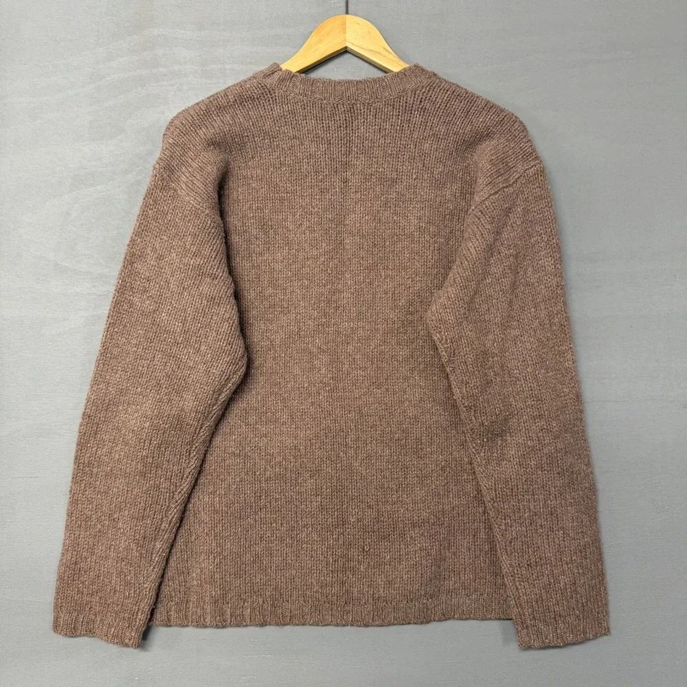 J.Crew‎ Crewneck Sweater Brown 100% Wool Ribbed Knit Pullover Men's Medium